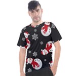 Christmas Texture, Retro Background With Snowmen Men s Sport Top