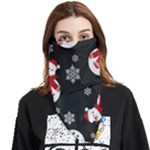 Christmas Texture, Retro Background With Snowmen Face Covering Bandana (Triangle)