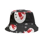 Christmas Texture, Retro Background With Snowmen Inside Out Bucket Hat