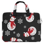 Christmas Texture, Retro Background With Snowmen MacBook Pro 15  Double Pocket Laptop Bag 