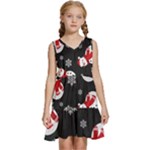 Christmas Texture, Retro Background With Snowmen Kids  Sleeveless Tiered Mini Dress