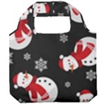 Christmas Texture, Retro Background With Snowmen Foldable Grocery Recycle Bag