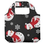 Christmas Texture, Retro Background With Snowmen Premium Foldable Grocery Recycle Bag