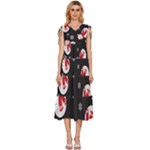 Christmas Texture, Retro Background With Snowmen V-Neck Drawstring Shoulder Sleeveless Maxi Dress