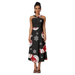 Sleeveless Cross Front Cocktail Midi Chiffon Dress 