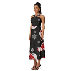 Sleeveless Cross Front Cocktail Midi Chiffon Dress 