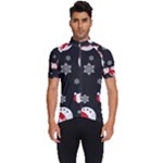 Christmas Texture, Retro Background With Snowmen Men s Short Sleeve Cycling Jersey