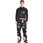 Christmas Texture, Retro Background With Snowmen Men s Front Zip Ski And Snowboard Bib Pants