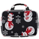 Christmas Texture, Retro Background With Snowmen Travel Toiletry Bag With Hanging Hook