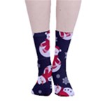 Christmas Texture, Retro Background With Snowmen Smooth Crew Length Tube Socks