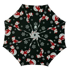 Christmas Texture, Retro Background With Snowmen Automatic Folding Umbrella with Case (Medium) from ArtsNow.com