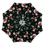 Christmas Texture, Retro Background With Snowmen Automatic Folding Umbrella with Case (Medium)