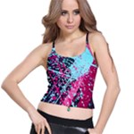 Colorful Splashes Grunge, Abstract Art Spaghetti Strap Bra Top