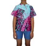 Colorful Splashes Grunge, Abstract Art Kids  Short Sleeve Swimwear