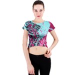 Colorful Splashes Grunge, Abstract Art Crew Neck Crop Top