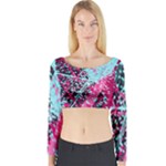 Colorful Splashes Grunge, Abstract Art Long Sleeve Crop Top