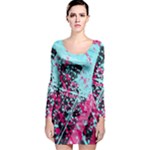 Colorful Splashes Grunge, Abstract Art Long Sleeve Bodycon Dress