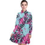 Colorful Splashes Grunge, Abstract Art Long Sleeve Chiffon Shirt Dress