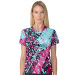 Colorful Splashes Grunge, Abstract Art V-Neck Sport Mesh T-Shirt