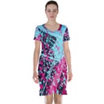 Colorful Splashes Grunge, Abstract Art Short Sleeve Nightdress