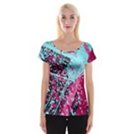 Colorful Splashes Grunge, Abstract Art Cap Sleeve Top