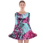 Colorful Splashes Grunge, Abstract Art Long Sleeve Skater Dress