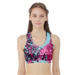 Colorful Splashes Grunge, Abstract Art Sports Bra with Border