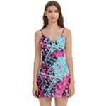 Colorful Splashes Grunge, Abstract Art Body Wrap Sleeveless V-Neck Mini Dress