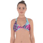 Colorful Splashes Grunge, Abstract Art Halter Neck Bikini Top