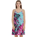 Colorful Splashes Grunge, Abstract Art Mini Camis Dress With Pockets