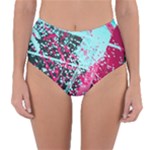 Colorful Splashes Grunge, Abstract Art Reversible High-Waist Bikini Bottoms