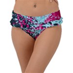 Colorful Splashes Grunge, Abstract Art Frill Bikini Bottoms