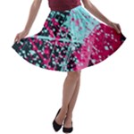 Colorful Splashes Grunge, Abstract Art A-line Skater Skirt