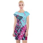 Colorful Splashes Grunge, Abstract Art Cap Sleeve Bodycon Dress