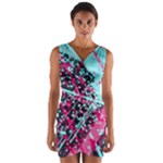 Colorful Splashes Grunge, Abstract Art Wrap Front Bodycon Dress