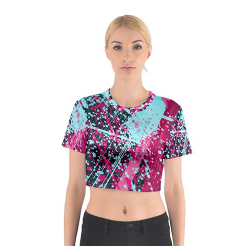 Colorful Splashes Grunge, Abstract Art Cotton Crop Top from ArtsNow.com