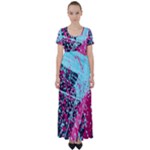 Colorful Splashes Grunge, Abstract Art High Waist Short Sleeve Maxi Dress