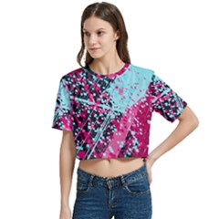 Women s Round Neck Short Sleeve Crop Top 