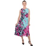 Colorful Splashes Grunge, Abstract Art Midi Tie-Back Chiffon Dress