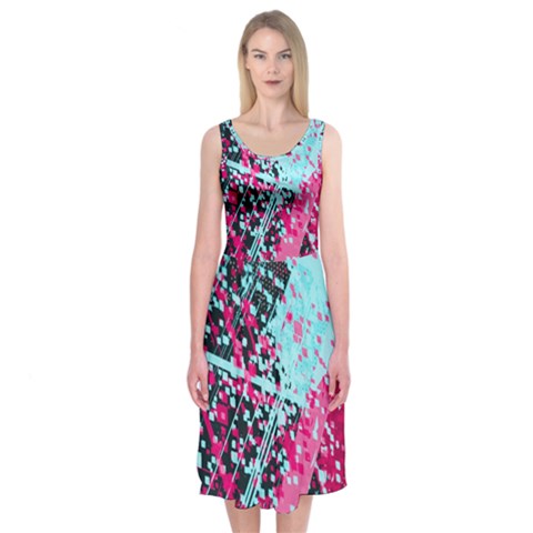 Colorful Splashes Grunge, Abstract Art Midi Sleeveless Dress from ArtsNow.com