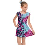 Colorful Splashes Grunge, Abstract Art Kids  Cap Sleeve Dress