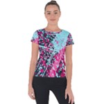 Colorful Splashes Grunge, Abstract Art Short Sleeve Sports Top 