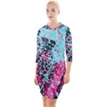 Colorful Splashes Grunge, Abstract Art Quarter Sleeve Hood Bodycon Dress