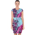 Colorful Splashes Grunge, Abstract Art Capsleeve Drawstring Dress 