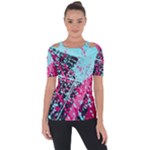 Colorful Splashes Grunge, Abstract Art Shoulder Cut Out Short Sleeve Top