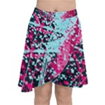 Colorful Splashes Grunge, Abstract Art Chiffon Wrap Front Skirt