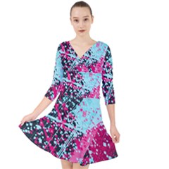 Quarter Sleeve Front Wrap Dress 