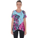 Colorful Splashes Grunge, Abstract Art Cut Out Side Drop T-Shirt