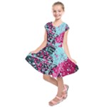 Colorful Splashes Grunge, Abstract Art Kids  Short Sleeve Dress