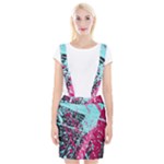 Colorful Splashes Grunge, Abstract Art Braces Suspender Skirt